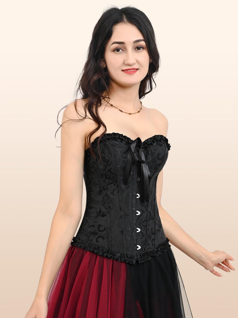 Zhitunemi Renaissance Corset Tops for Women: Black Corsets Plus Size Halloween Costumes - Ren Faire for Renaissance Festival Black Medium - Image 3